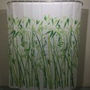 Bamboo Forest Waterproof Polyester Bathroom Shower Curtain With 12pcs Hooks