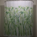 Bamboo Forest Waterproof Polyester Bathroom Shower Curtain With 12pcs Hooks