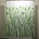 Bamboo Forest Waterproof Polyester Bathroom Shower Curtain With 12pcs Hooks