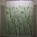 Bamboo Forest Waterproof Polyester Bathroom Shower Curtain With 12pcs Hooks