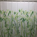 Bamboo Forest Waterproof Polyester Bathroom Shower Curtain With 12pcs Hooks