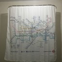 Shower Curtain Subway Tube Map Pattern Bathroom Waterproof Polyester Curtain