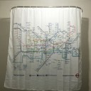 Shower Curtain Subway Tube Map Pattern Bathroom Waterproof Polyester Curtain