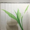 Green Leaves Stones Design Shower Curtain Bathroom Waterproof Polyester Curtain