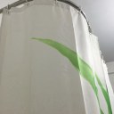 Green Leaves Stones Design Shower Curtain Bathroom Waterproof Polyester Curtain