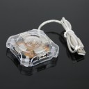 Mini 4-Port USB 2.0 Hub for Computer Laptop PC Clear