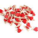 50Pcs Wooden Mini Clip Wood Pegs Kid Crafts Party Favor Supply Heart