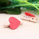 50Pcs Wooden Mini Clip Wood Pegs Kid Crafts Party Favor Supply Heart