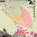 Fashion Pink & Green Cherry Blossom Pattern Silk Bamboo Handheld Folding Fans