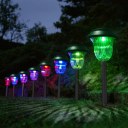 1 set of 4 Plastic Garden LED Color-Changing Solar Lawn Lights Pathway Outdoor