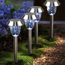 Pack of 2 Stainless Steel 1-LED White Solar Lawn Light Pathway Garden Lamp