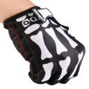 Outdoor Riding Skull Half Finger Gloves Sports Workout Exercise Training Wear