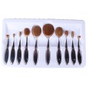 10pcs Soft Oval Toothbrush Makeup Brushes Sets Foundation Contour Powder Blush