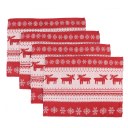 4 Tapestry Table Linen Place Mats Vintage Lovely Red Christmas Elk Deer Placemat