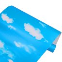 0.45 x 10M PVC White Clouds Blue Sky Prepasted Self-adhesive Contact Wallpaper