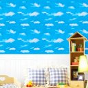 0.45 x 10M PVC White Clouds Blue Sky Prepasted Self-adhesive Contact Wallpaper