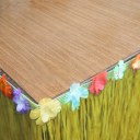 Flower Edge PP Artificial Grass Table Skirt Tropical Luau Party Picnic Tableware