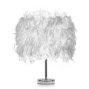 Feather Shade Table Lamp Metal Vintage Elegant Bedside Desk Night Light Decor