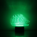 3D Illusion Lamp Sailboat Ship Modern 7 Color Change LED Desk Table Light Lamp