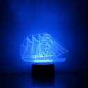 3D Illusion Lamp Sailboat Ship Modern 7 Color Change LED Desk Table Light Lamp