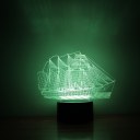 3D Illusion Lamp Sailboat Ship Modern 7 Color Change LED Desk Table Light Lamp