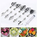 3D Gelatin Art Tools Set Jelly Cake Flower Tools Stainless Steel Silver 10pcs 