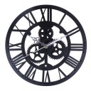 Modern Home Decor Clock Large Round Metal Color Wall Vintage Steampunk Skeleton