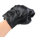 1*Pair M/L Black Man Genuine Leather Full Finger Motorcycle Glove Driving Gloves