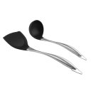 Stainless Steel Handle Silicone Kitchenware Set of 2 Silicone Spatula Ladle