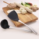 Stainless Steel Handle Silicone Kitchenware Set of 2 Silicone Spatula Ladle