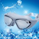 Optical Corrective Swimming Goggles Nearsighted Large Frame Goggles Black+Silver  -7.0