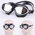 Coating Swimming Goggles Large Frame Anti Fog Goggles  Black+White