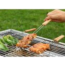 Outdoor Barbecue Tool Stainless Steel Stick Grilling Skewers Wooden Handle 10 In 1 Pack