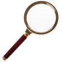 TJZ Magnifying Glass Hand-held Metal Frame Wooden Handle Red