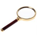 TJZ Magnifying Glass Hand-held Metal Frame Wooden Handle Red