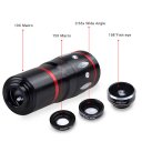 4 in 1 Phone Camera Lens Kit Fish Eye Lens/Wide Angle Lens /Macro Lens/Telephoto Lens Black