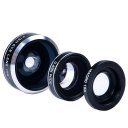 4 in 1 Phone Camera Lens Kit Fish Eye Lens/Wide Angle Lens /Macro Lens/Telephoto Lens Black