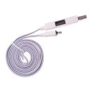 Android Phones Data Cable OTG Function 2 in 1 Flat Nylon Woven Data Cable 1m Silver