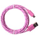 Android Phones Data Cable Nylon Woven Cable Micro USB Port 2m Pink