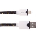 IOS iPhone Data Cable Nylon Woven Cable Golden Edge For iPhone5/6/6S 1m Black