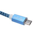 Android Phone Micro USB 8pin Colorful Woven Data Cable Metal Shell 1m Blue