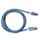 Android Phone Micro USB 8pin Colorful Woven Data Cable Metal Shell 1m Blue