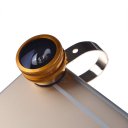 2 in 1 Phone Camera Lenses Fish Eye+0.67X Super Wide Angle Lens Golden