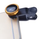 2 in 1 Phone Camera Lenses Fish Eye+0.65X Super Wide Angle Lens Golden