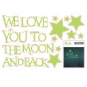 Noctilucence Stars and English Words Sticker Fluorescent Green Decals for Kids Room  Green