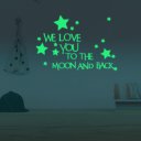 Noctilucence Stars and English Words Sticker Fluorescent Green Decals for Kids Room  Green