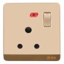 15A Wall-Mount Socket Panel Single Outlet with Indicator Light Golden