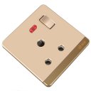 15A Wall-Mount Socket Panel Single Outlet with Indicator Light Golden