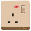 13A Wall-Mount Socket Panel Single Outlet with Indicator Light British Standard Golden