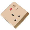 13A Wall-Mount Socket Panel Single Outlet with Indicator Light British Standard Golden